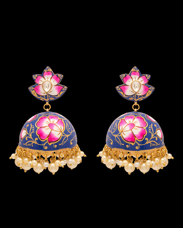Designer Earrings Diwan I Khas Spring Is In The Air Meenakari Diwan I Khas Spring Is In The Air Meenakari Jhumka Earrings